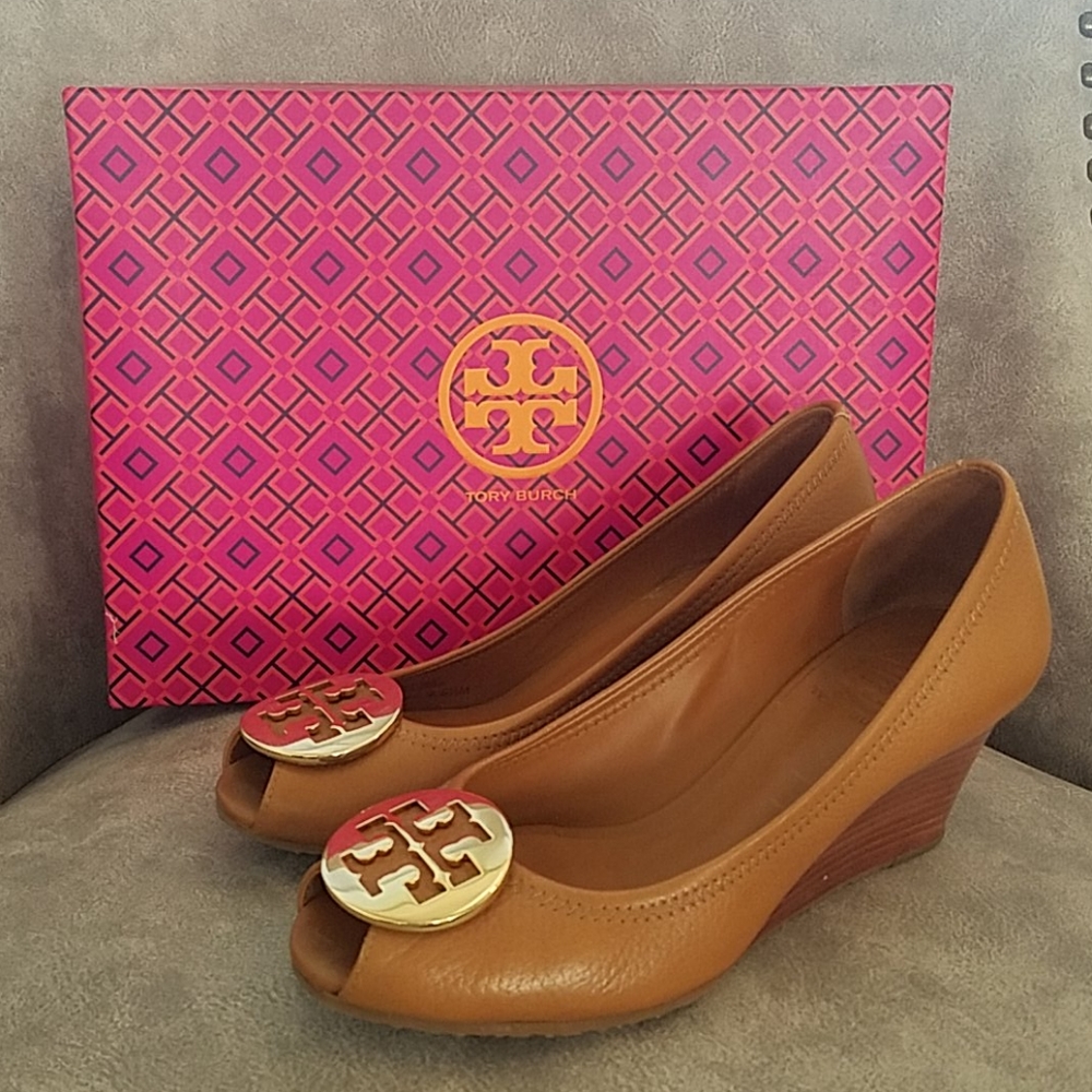 Tan Tory Burch Wedges